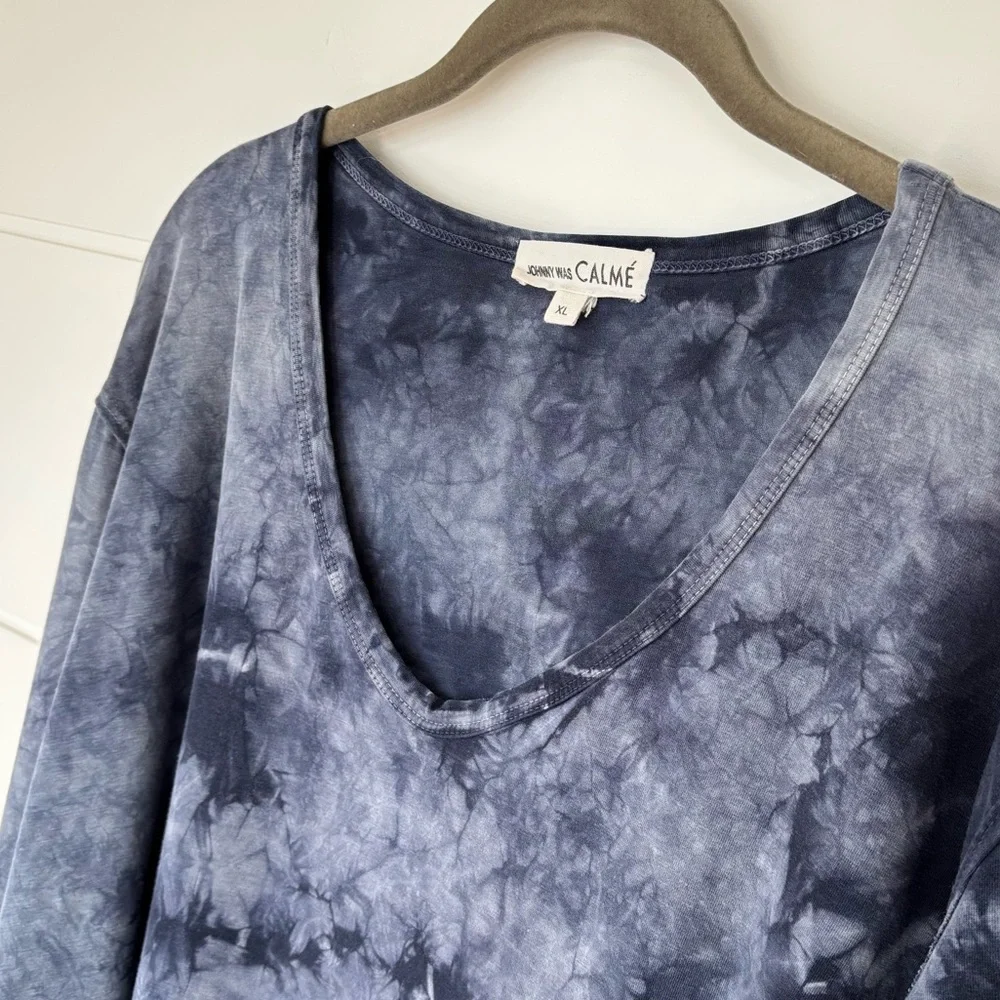 JOHNNY WAS CALMÉ Women’s Blake tie dye long sleeve tee shirt Blue Size XL - Picture 4 of 13